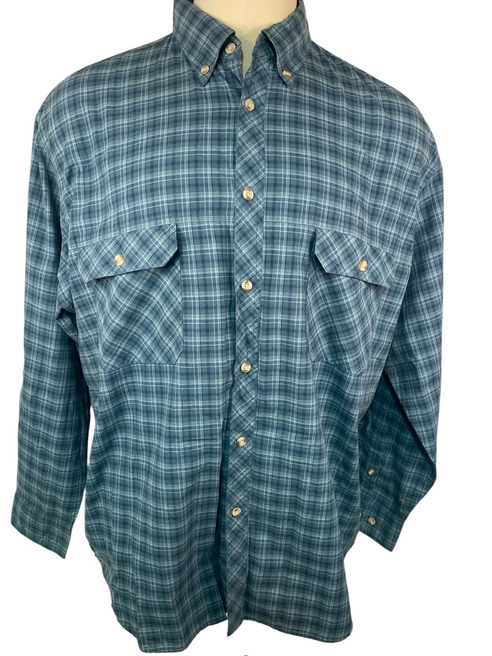 Magellan Sportswear Men's Blue Plaid Button-Up Shirt XXL